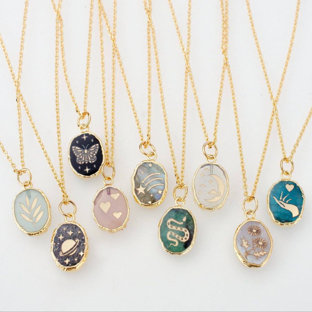 Mother of Pearl Daisies Gemstone Necklace by Jill Makes - Freshie & Zero Studio Shop