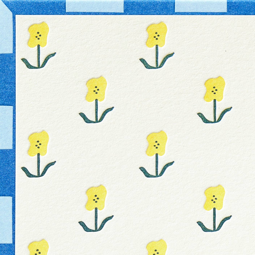 Yellow Floral Pattern Letterpress Card Box Set - Freshie & Zero Studio Shop
