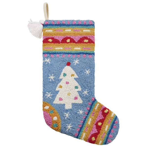 Fair Isle Tree Hook Stocking With Tassels - Freshie & Zero Studio Shop