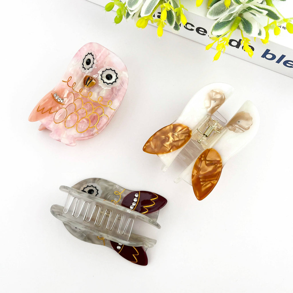 Owl Claw Clip, Large & Mini Hair Clip: White - Freshie & Zero Studio Shop