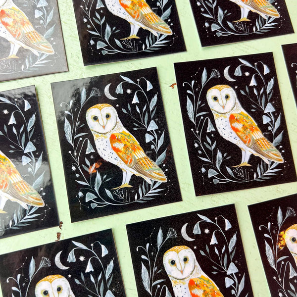 Barn Owl Sticker - glossy - Freshie & Zero Studio Shop
