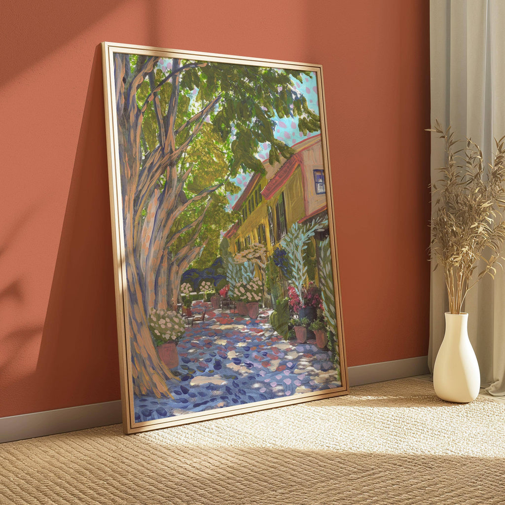 Provence France travel art print by El Baker Art, 11x14 posters featuring scenic landscape and vibrant colors of Provence.