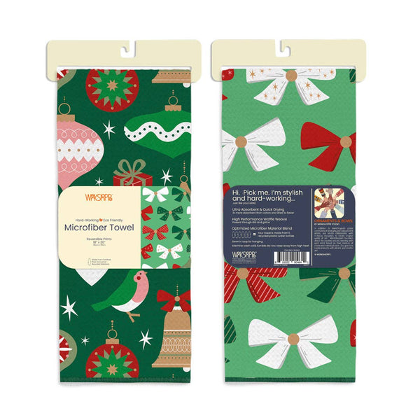 Ornaments & Bows Microfiber Towel - Freshie & Zero Studio Shop