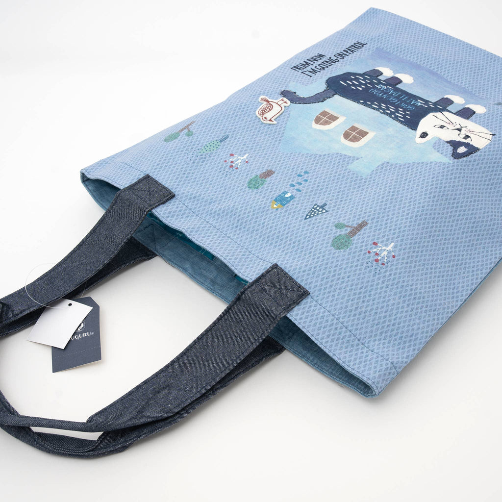 Cat Patrol Embroidered Tote Bag – Blue | Kusuguru Japan - Freshie & Zero Studio Shop