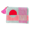 Bright Pink Geometric Cotton Velvet Pouch - Freshie & Zero Studio Shop