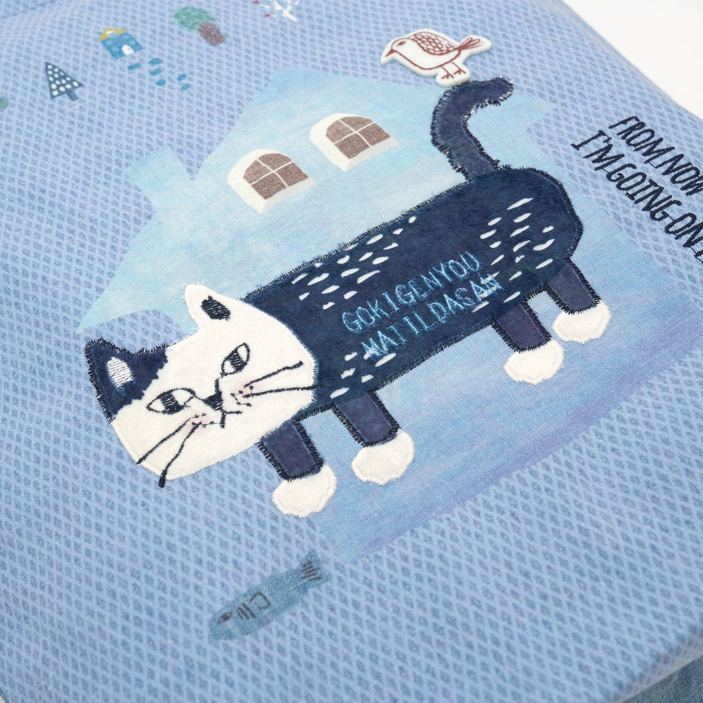 Cat Patrol Embroidered Tote Bag – Blue | Kusuguru Japan - Freshie & Zero Studio Shop