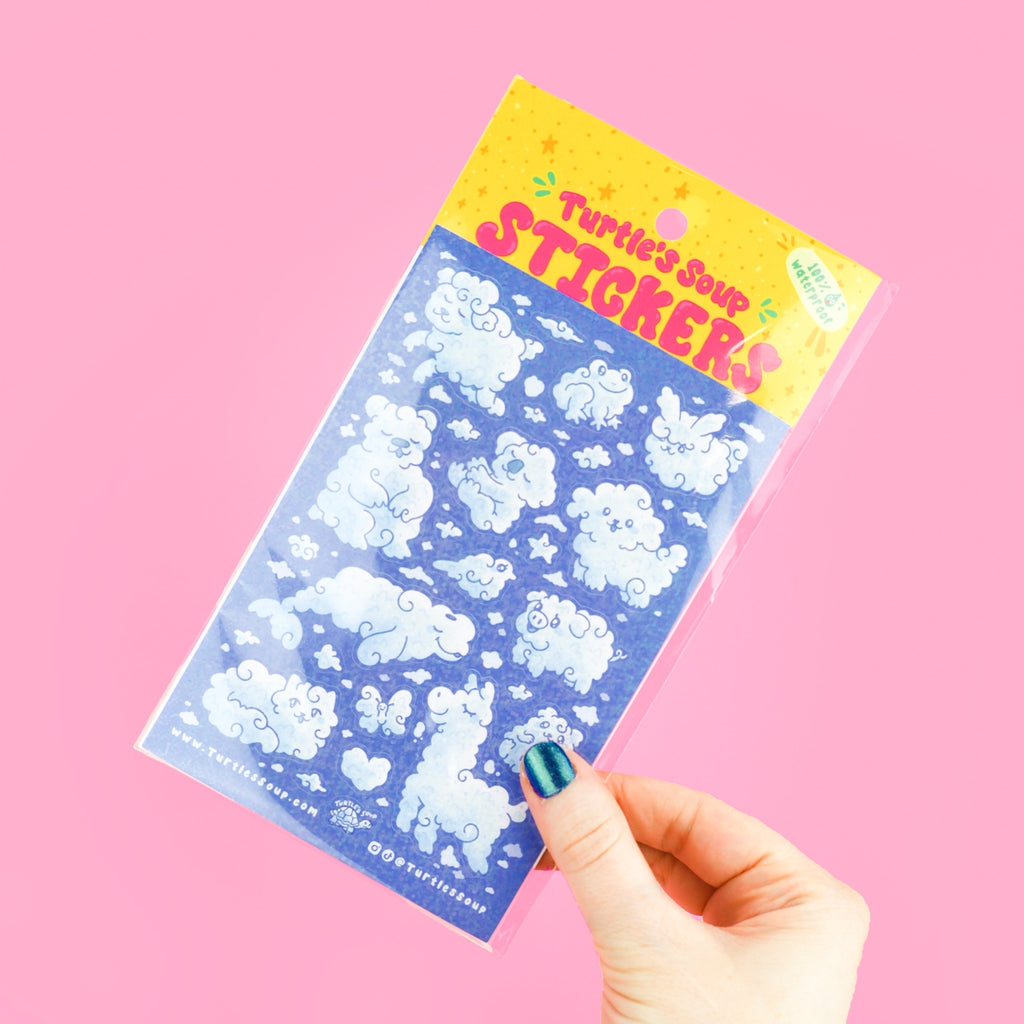 Cloud Animals Sparkly Sticker Sheet - Freshie & Zero Studio Shop