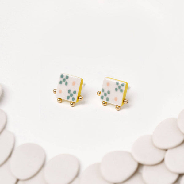 Quilt Block Studs | Coastal Blue and Yellow - Freshie & Zero Studio Shop
