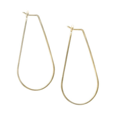 Boho teardrop minimal hoop earrings by Freshie & Zero featuring sleek gold-tone design and lightweight style.