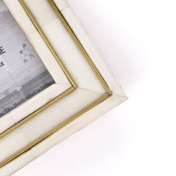 Ivory Carved Bone, Brass Inlay 3x3 Picture Frame - Freshie & Zero Studio Shop