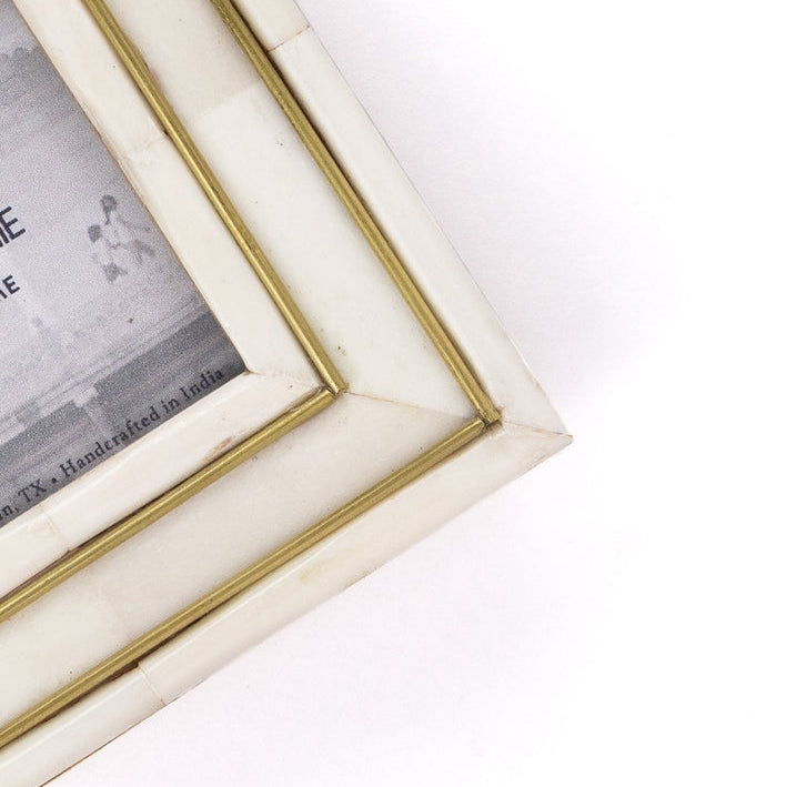 Ivory Carved Bone, Brass Inlay 3x3 Picture Frame - Freshie & Zero Studio Shop