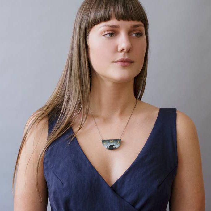 Spirit Bear, Hand Painted Pendant Necklace by Fernworks - Freshie & Zero Studio Shop