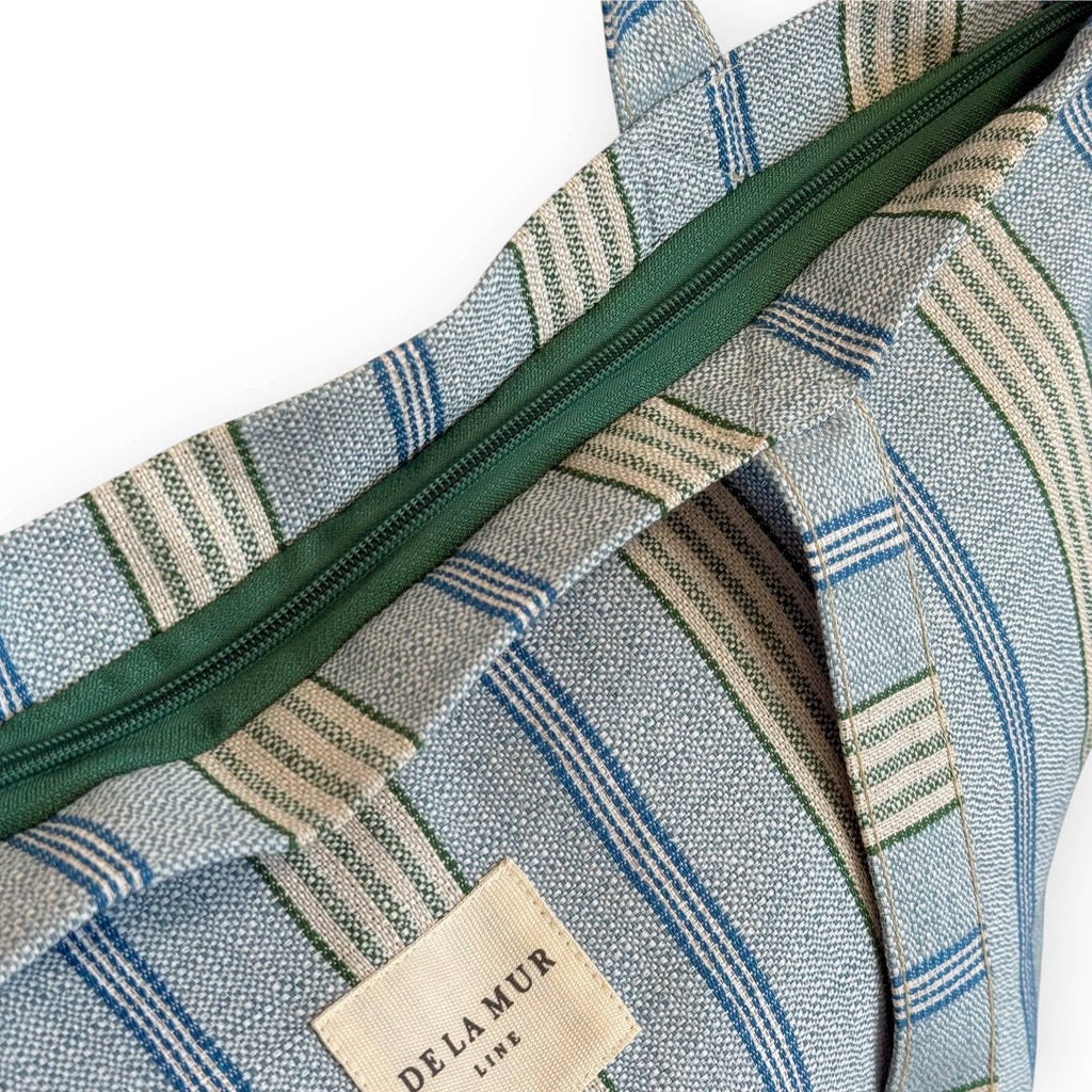 Large Zippered Bag: Beachy Blue Stripe - Freshie & Zero Studio Shop
