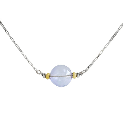 Lilac orb necklace from Freshie & Zero, featuring a round pendant on a delicate chain, perfect for everyday wear.