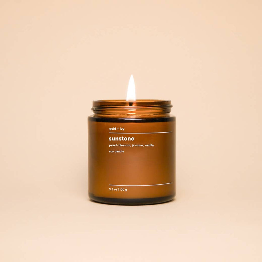 Sunstone soy candle - peach blossom, jasmine, vanilla - Freshie & Zero Studio Shop