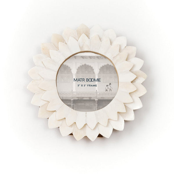 Amalesh Bloom Cream Carved Bone 3x3 Picture Frame - Freshie & Zero Studio Shop