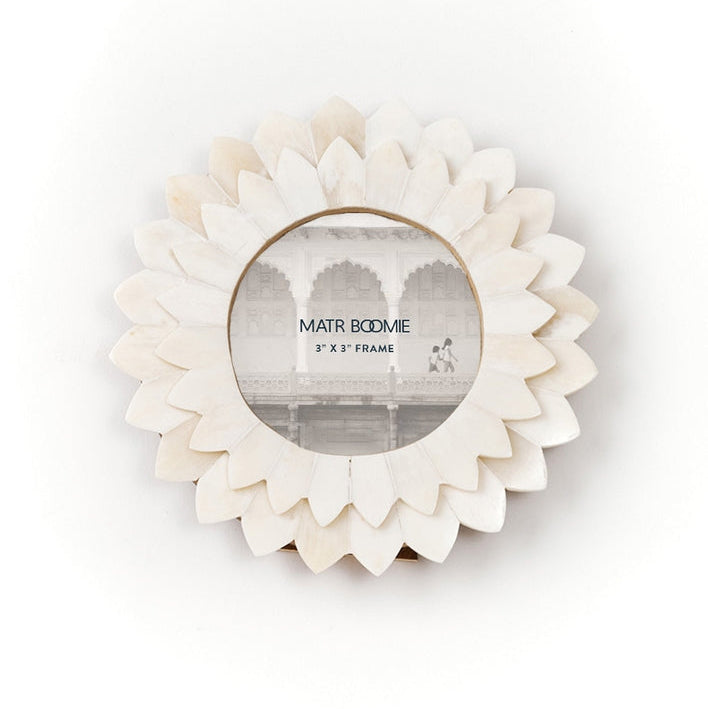 Bloom Cream Carved Bone 3x3 Picture Frame