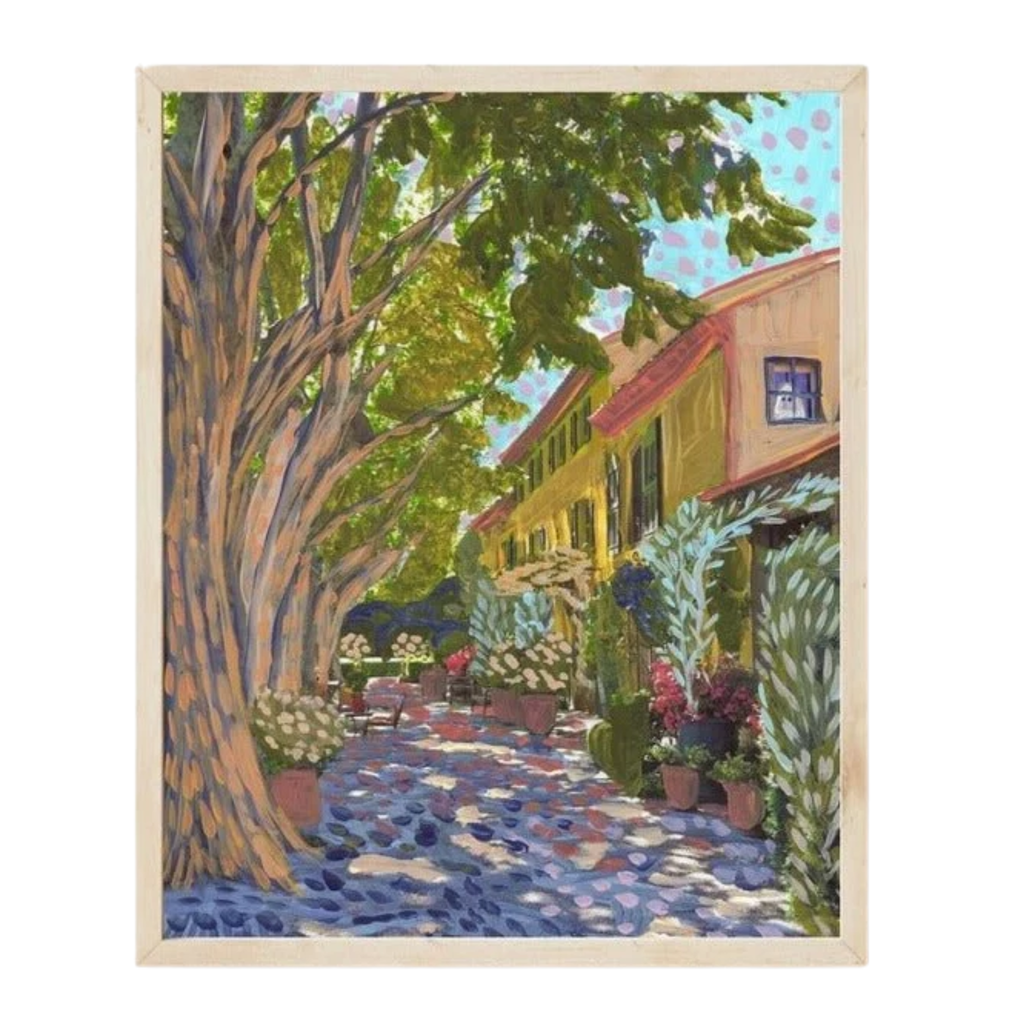 Travel art print of Provence, France by El Baker Art, 11x14 poster featuring scenic landscape and vibrant colors.