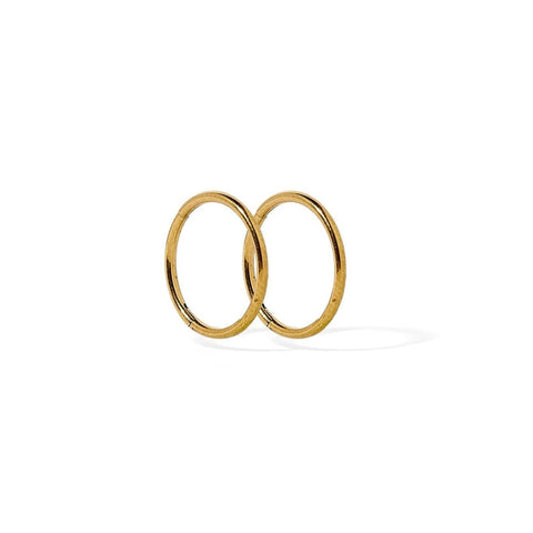 Mini Ava Gold Huggie Infinity Hoop Earrings by Linny Co, 10mm, featuring sleek gold infinity design on small hoop earrings.