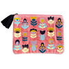 Tulips on Pink Velvet Embroidered Cotton Pouch - Freshie & Zero Studio Shop