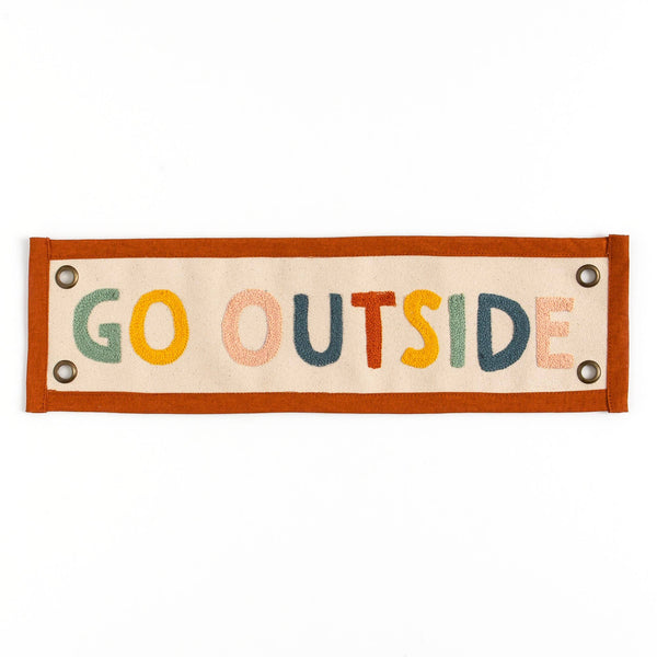 Rainbow Go Outside Embroidered Canvas Banner - Freshie & Zero Studio Shop