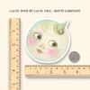 Lady in the Moon die cut vinyl sticker by Jahna Vashti, featuring a celestial moon design on a transparent background