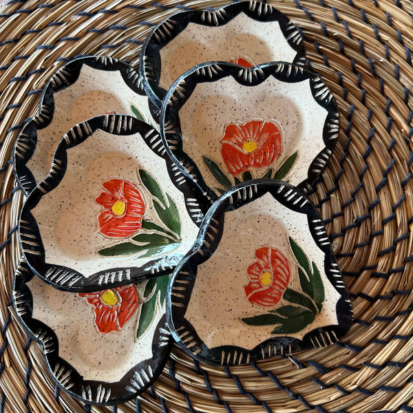 Floral Sgraffito Heart Trinket Dish - Freshie & Zero Studio Shop