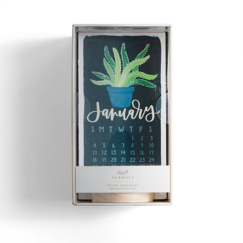 Potted Plants 2026 Mini Desk Calendar with Wooden Block - Freshie & Zero Studio Shop