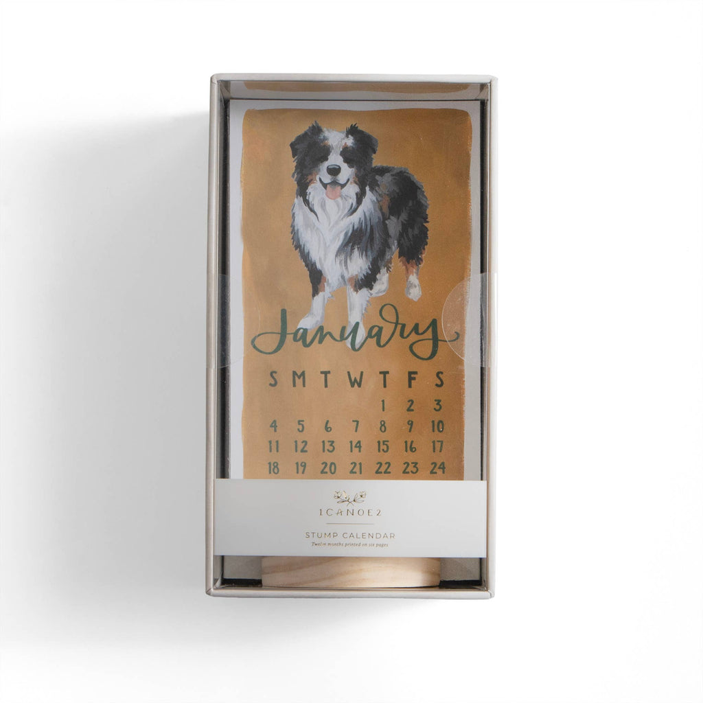 Furry Friends Dogs 2026 Mini Desk Calendar with Wooden Block - Freshie & Zero Studio Shop