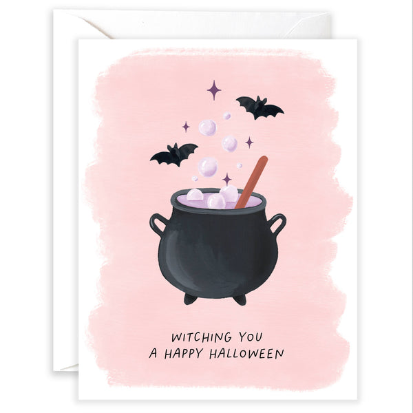 Halloween greeting card featuring spooky witch and festive design from Isabella MG, perfect for sending holiday cheer.