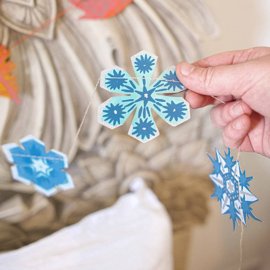 Snowflakes Screen Printed Paper Garland by East End Press - Freshie & Zero Studio Shop