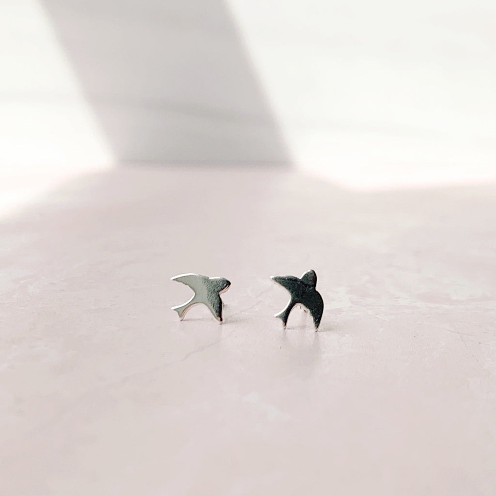 Tiny Stud Earrings: Silver Sparrows - Freshie & Zero Studio Shop