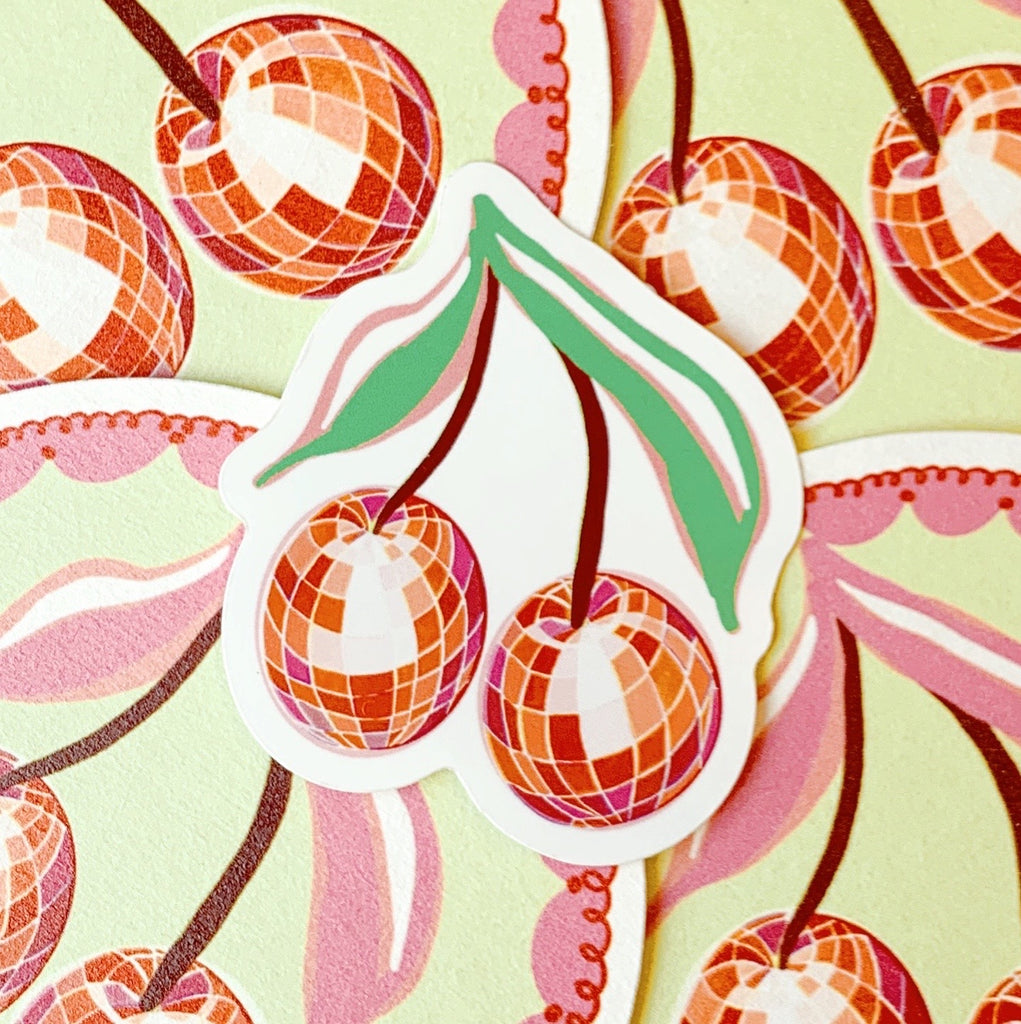 Disco Cherries Sticker - Freshie & Zero Studio Shop