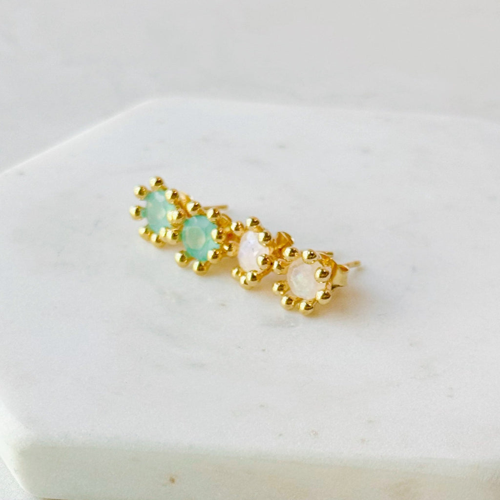 Starburst Gemstone Stud Earrings: Moonstone - Freshie & Zero Studio Shop