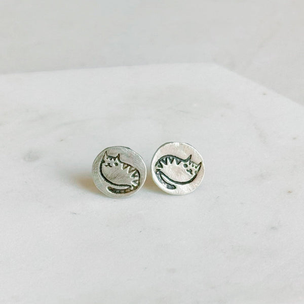 Stamped Cat Stud Earrings by Susie Ghahremani Boygirlparty® - Freshie & Zero Studio Shop
