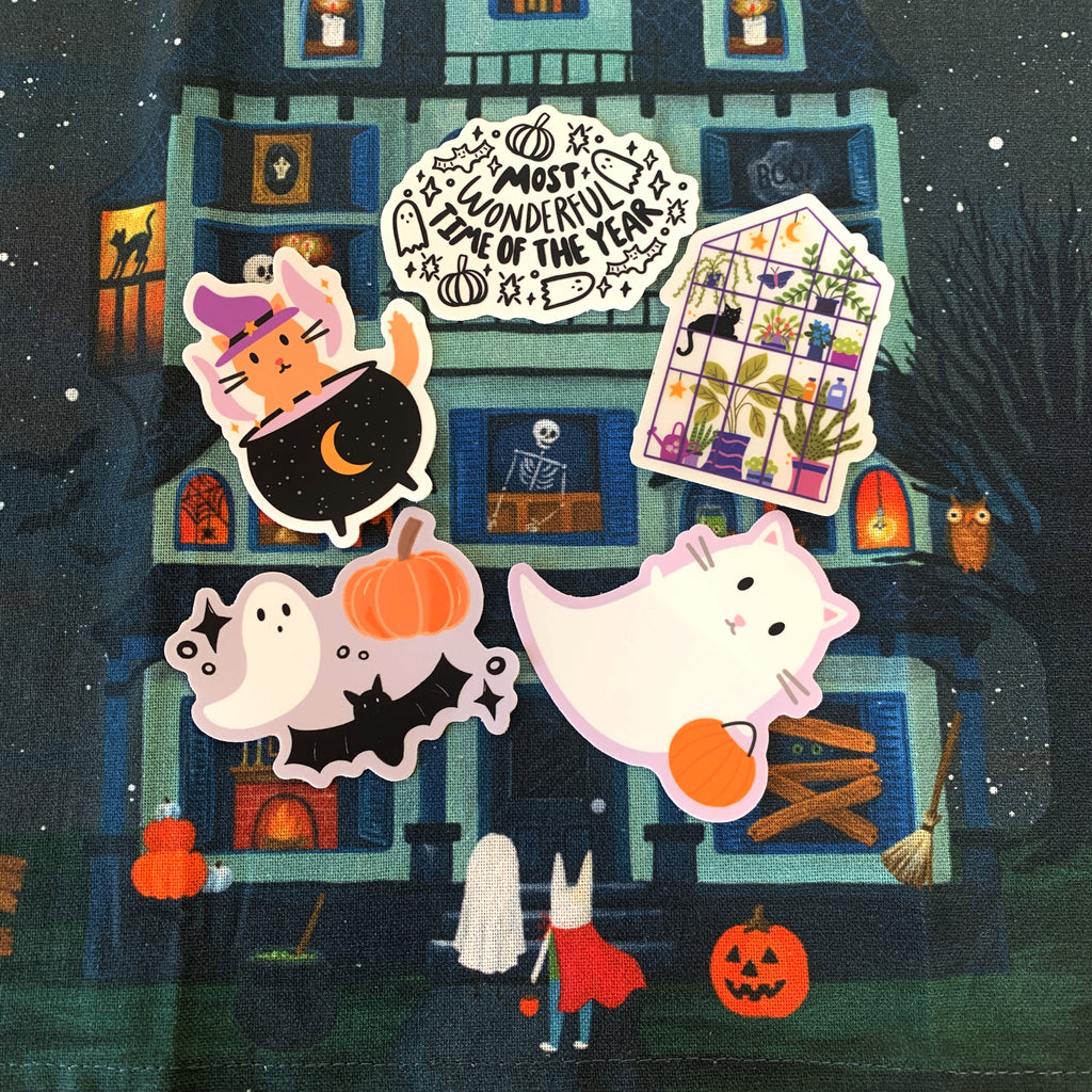 Trick or Treating Ghost Cat Sticker - Freshie & Zero Studio Shop