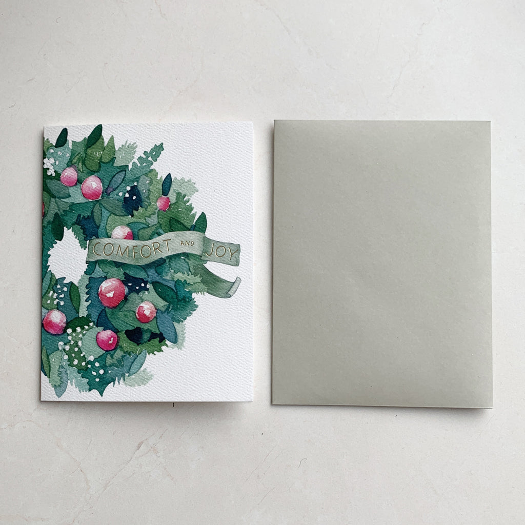 Comfort & Joy Wreath Holiday Card by E. Frances Paper - Freshie & Zero Studio Shop