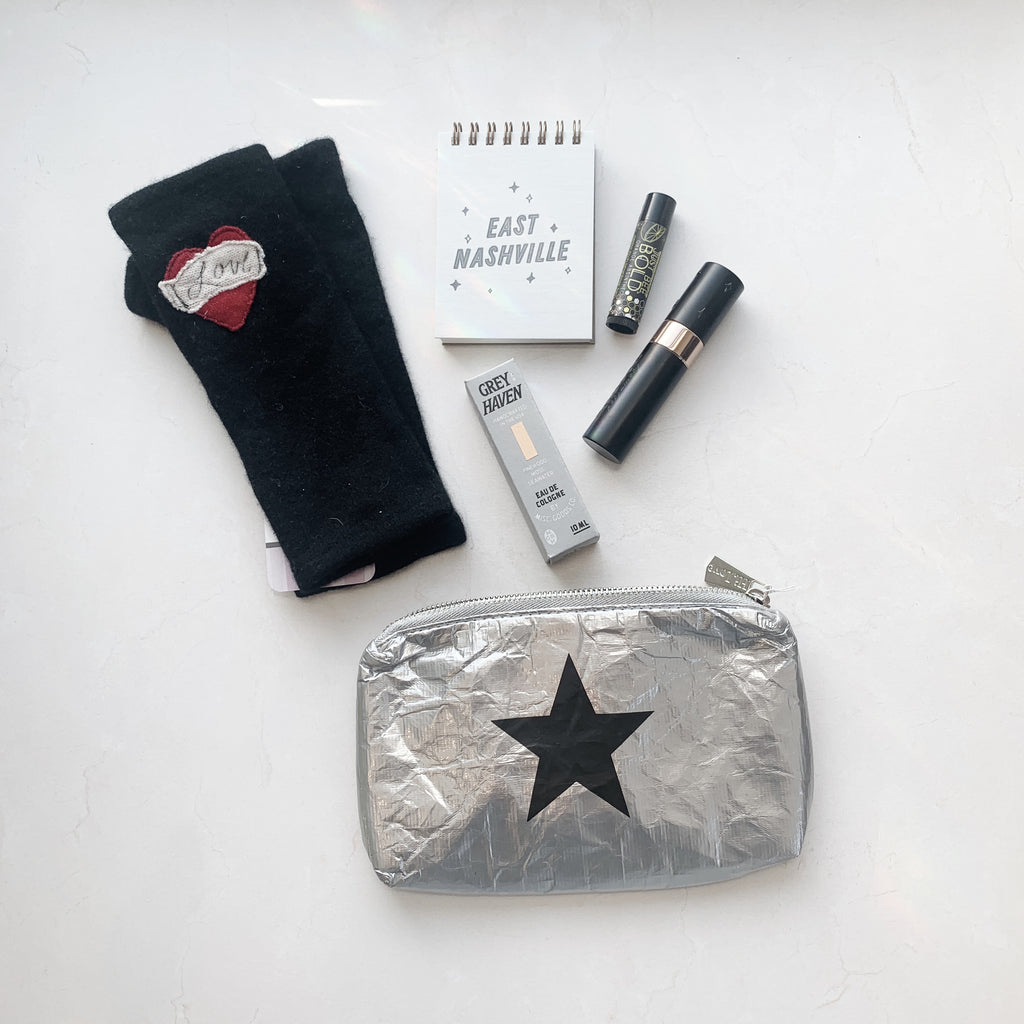 Silver With Black Star Water Resistant Small Bag by HI LOVE - Freshie & Zero Studio Shop