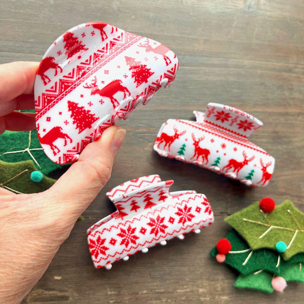 Christmas Sweater Pattern Hair Claw Clip - Freshie & Zero Studio Shop