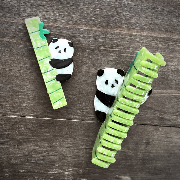 Panda on Bamboo Hair Barrette - Freshie & Zero Studio Shop