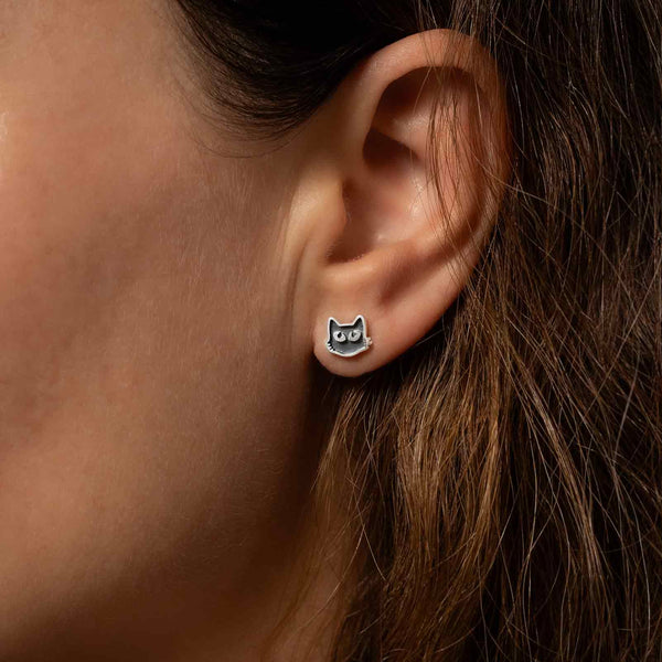 Black Cat Stud Earrings - Freshie & Zero Studio Shop