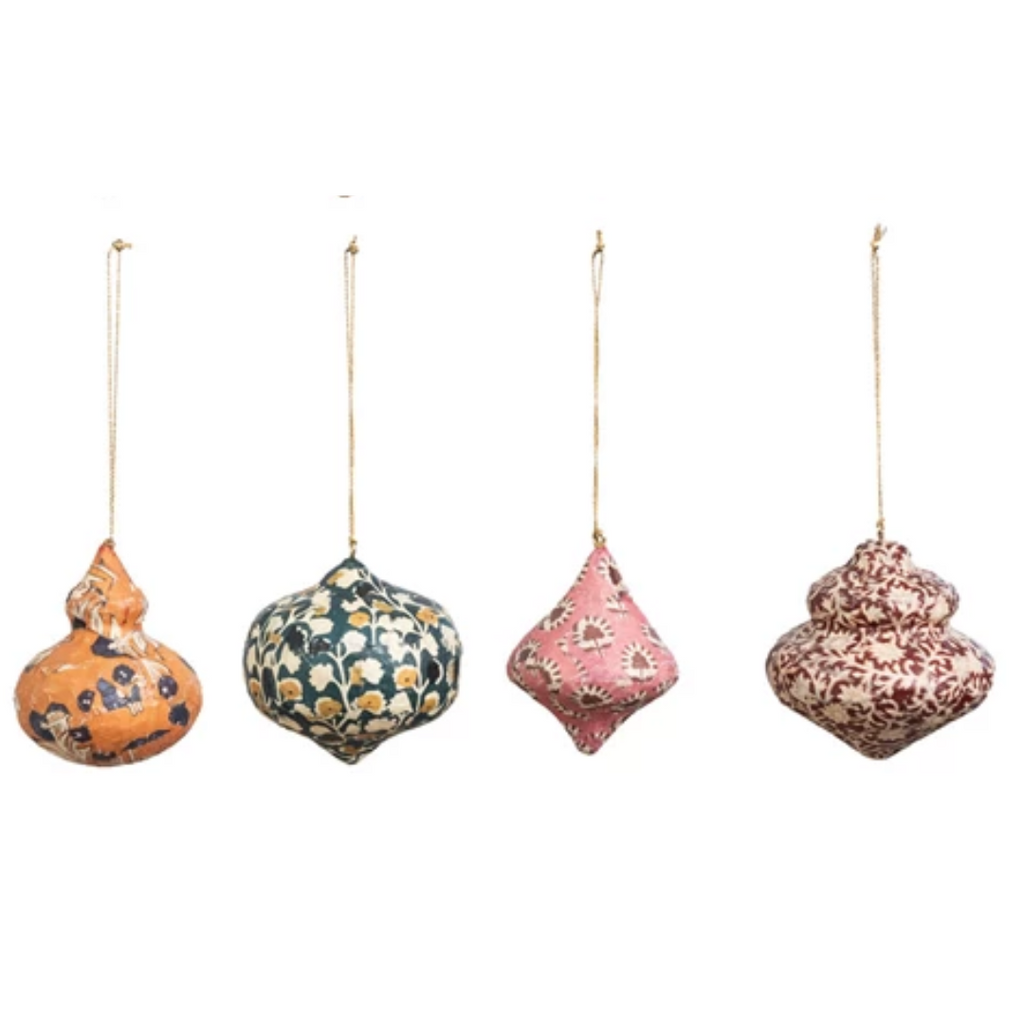 Vintage Style Paper Mache Bauble Ornaments - Freshie & Zero Studio Shop