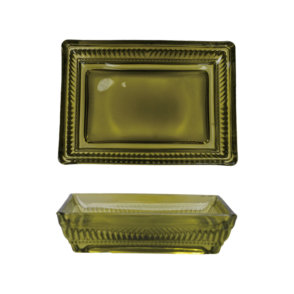 Olive Green Glass Soap Dish - Freshie & Zero Studio Shop