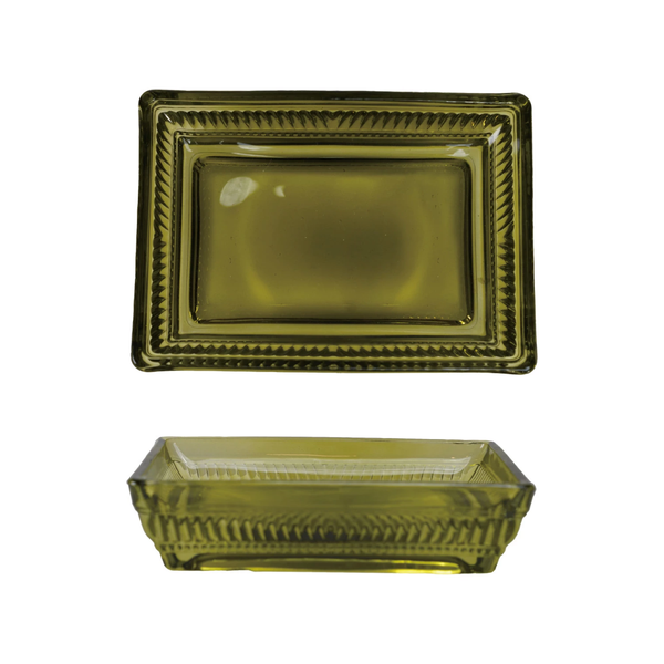 Olive Green Glass Soap Dish - Freshie & Zero Studio Shop