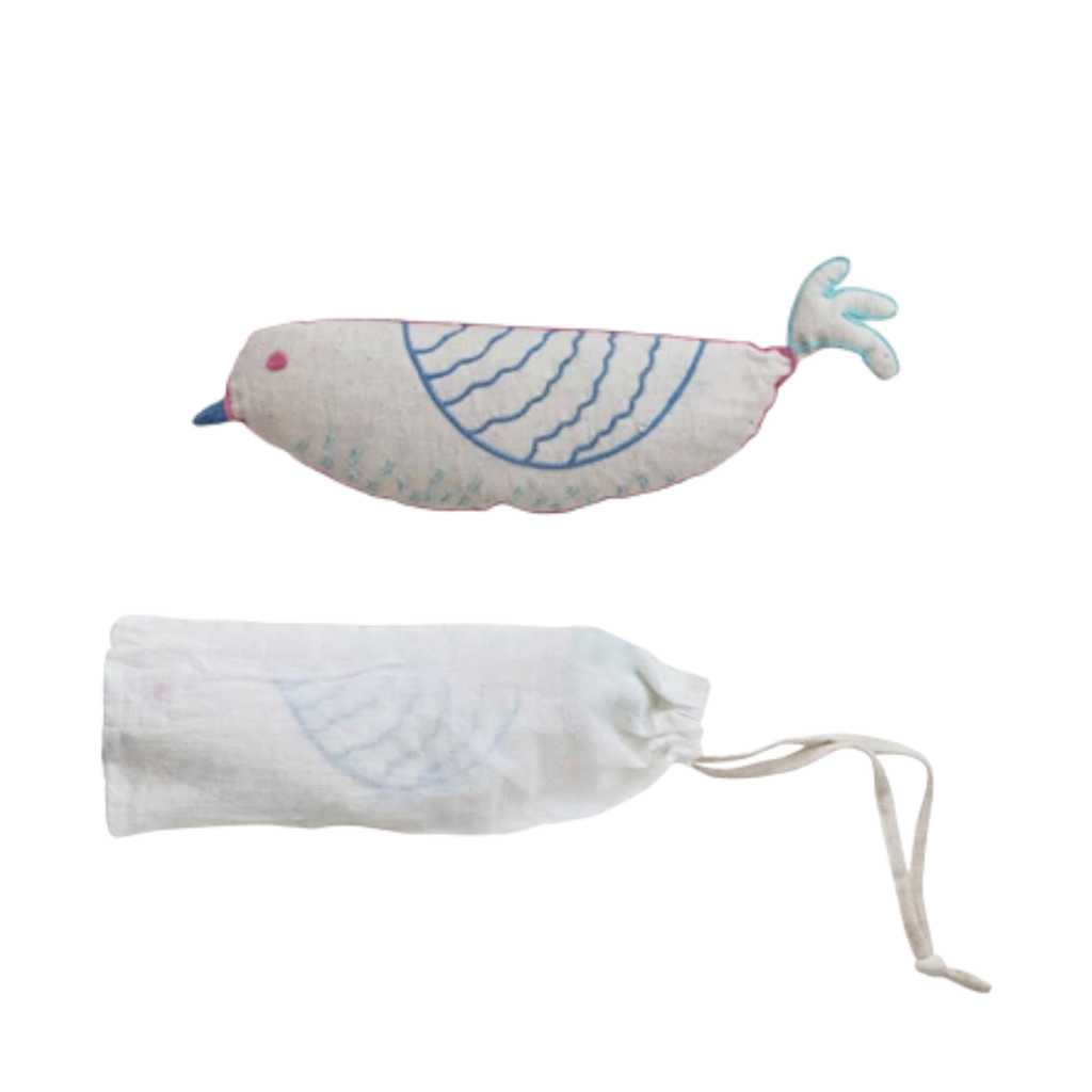 Bird Embroidered Cotton and Linen Hot & Cold Pack - Freshie & Zero Studio Shop