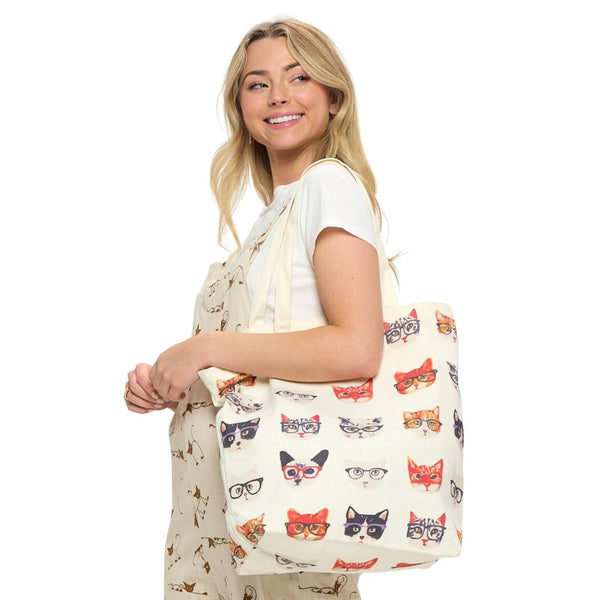 Cats in Glasses Zippered Tote - Freshie & Zero Studio Shop