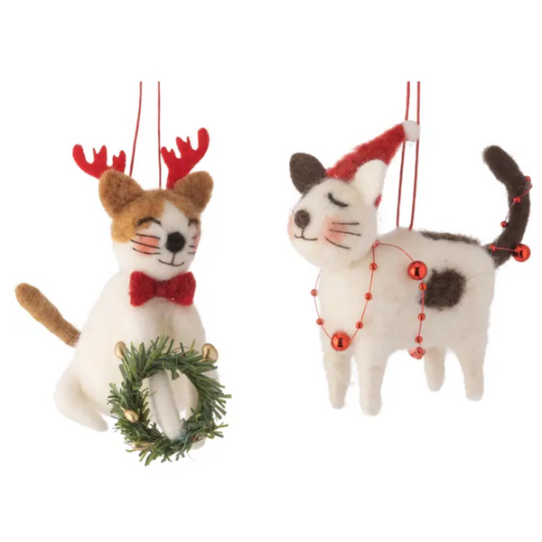 Christmas Cat, Wreath or Lights | Felt Ornament - Freshie & Zero Studio Shop