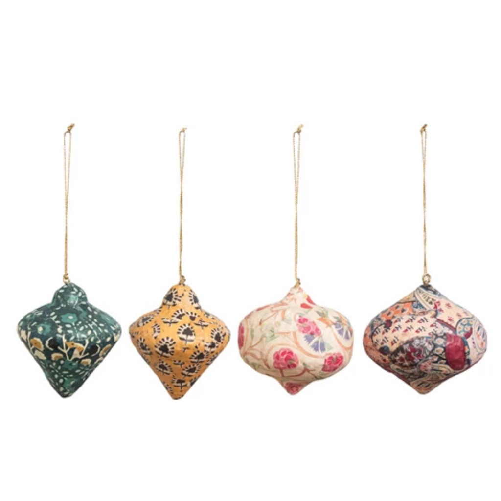 Vintage Style Paper Mache Bauble Ornaments - Freshie & Zero Studio Shop