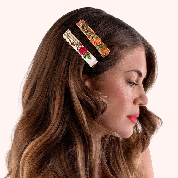 Embroidered Hair Clips - Spring Garden - Freshie & Zero Studio Shop