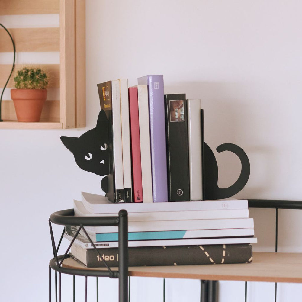 Black Cat Metal Bookends - Freshie & Zero Studio Shop